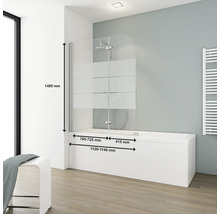 Pare-baignoire 2 pièces SCHULTE Komfort 112 x 140 cm décor verre discret couleur de profil aspect chrome D 2655 41 31 140-thumb-2