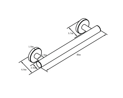 Schéma technique d''un porte-serviettes de 30 centimètres avec dimensions