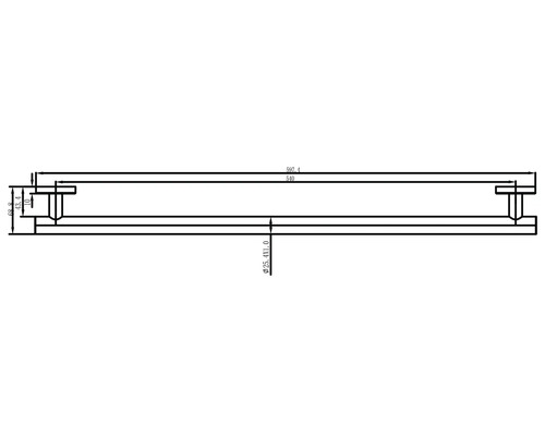 Technische Zeichnung eines Türgriffs mit Maßangaben