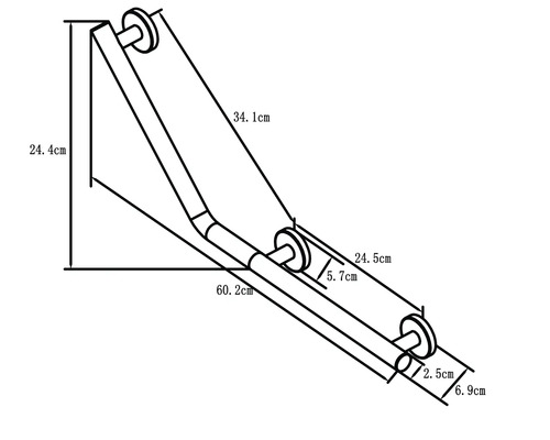 Schéma technique d''une barre d''appui avec dimensions.