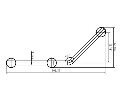Technische Zeichnung einer Haltestange mit Maßangaben
