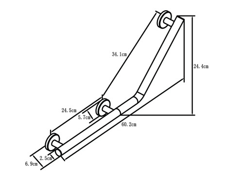 Technische Zeichnung eines Haltegriffs mit Maßangaben
