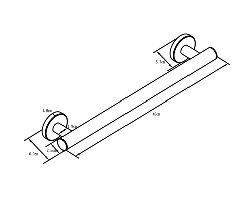Dessin technique d''une poignée de maintien de 40 centimètres avec indications de mesure.