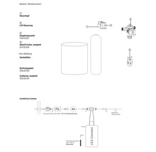 Composants et numéros de commande d''un système d''adoucissement de l''eau avec schéma d''installation