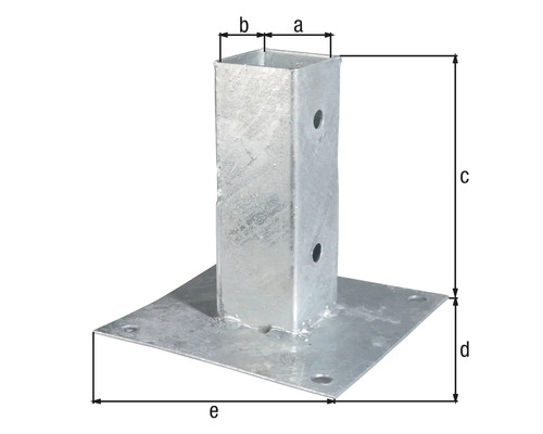 Pfostenträger aus Stahl mit Abmessungen für die Montage