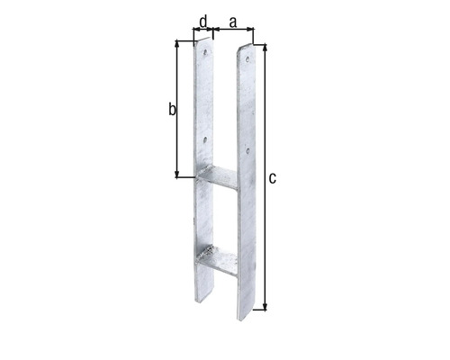 Pfostenträger mit Maßangaben