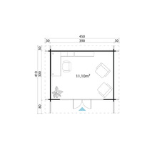 Plan d''un abri de jardin avec mobilier et dimensions