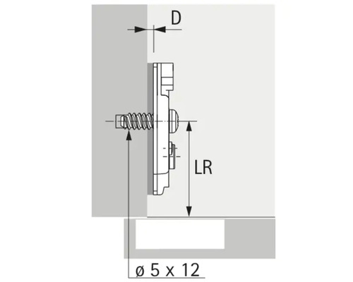 Dessin technique d''une fixation avec vis et indications de dimensions.