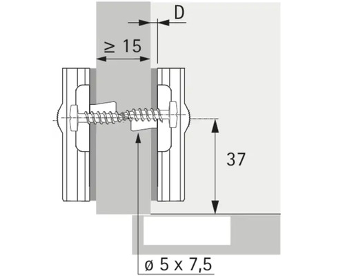 Schéma technique d''un connecteur de meuble avec dimensions