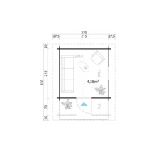 Grundriss eines Gartenhauses mit Maßen