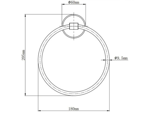 Schéma technique d''un anneau porte-serviettes avec dimensions