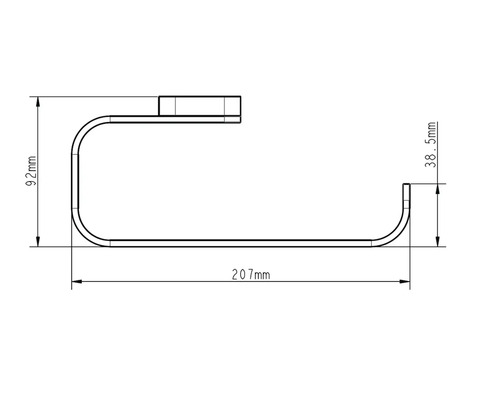 Schéma technique d''un porte-papier toilette avec indication des dimensions.