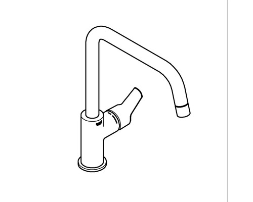 Schéma d''un robinet de cuisine avec un bec à angle droit