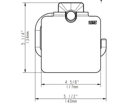 Dessin technique d''un produit Lenz avec des dimensions en pouces et en millimètres.