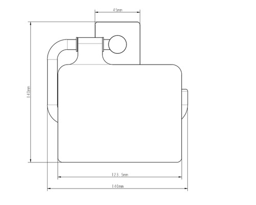 Technische Zeichnung eines Geräts mit Maßangaben