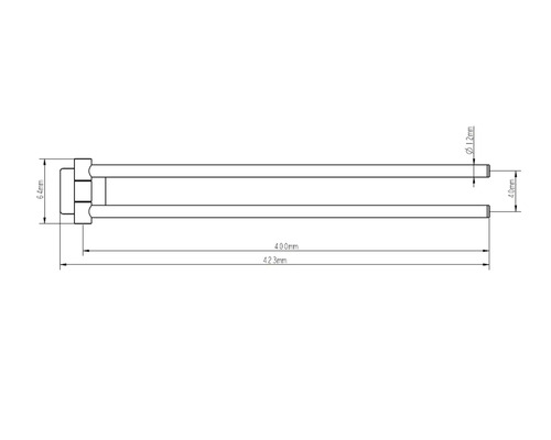 Technische Zeichnung eines Handtuchhalters mit Maßangaben