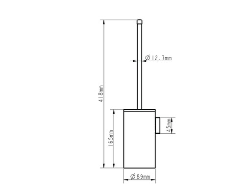 Dessin technique d''une brosse de toilette avec dimensions