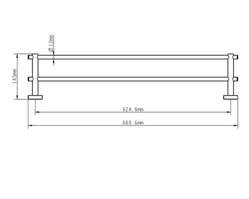 Technische Zeichnung eines Handtuchhalters mit Maßangaben