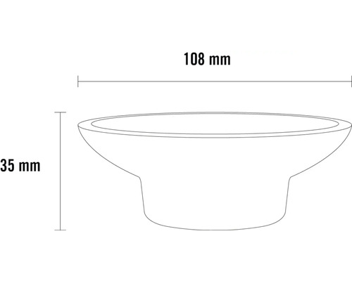 Dessin technique d''un évier avec dimensions de 108 mm de largeur et 35 mm de hauteur.