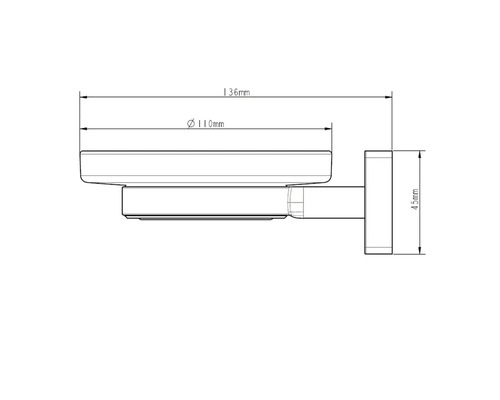 Dessin technique d''un porte-savon avec dimensions