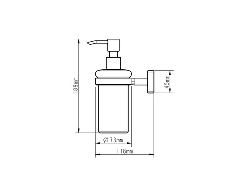 Dessin technique d''un distributeur de savon avec dimensions