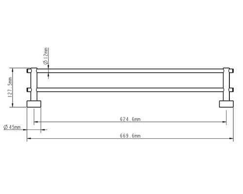 Technische Zeichnung eines Handtuchhalters mit Maßangaben