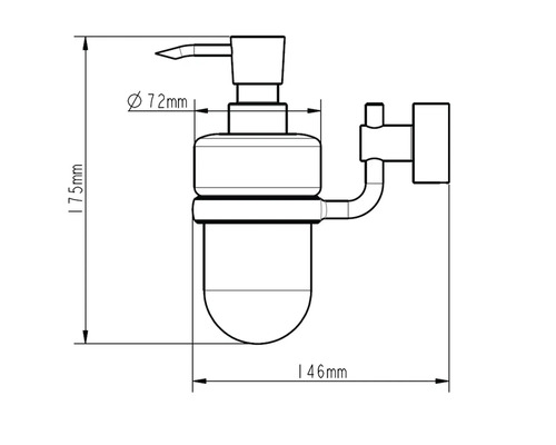 Dessin technique d''un distributeur de savon avec dimensions