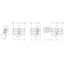 Cylindre profilé KD6XNP Abus 50/K30 mm s'entrouvant