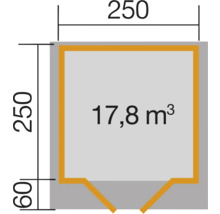 Gartenhaus weka Premium 28 Gr. 1 inkl. Fußboden, Vordach 3000 x 324 cm natur