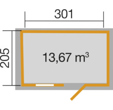 Gartenhaus weka 123 Gr. 3 inkl. Fußboden 380 x 239 cm grau