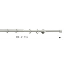 Tringle à rideaux, extensible de 120 à 210 cm, avec anneaux