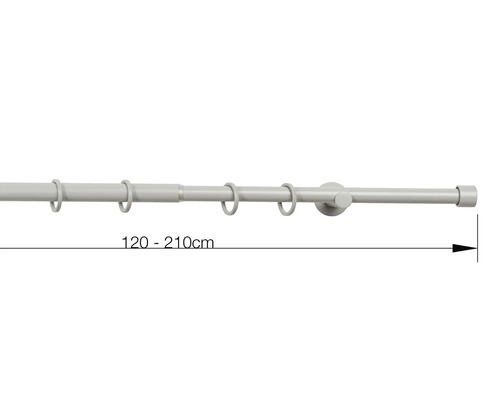 Tringle à rideaux, extensible de 120 à 210 cm, avec anneaux