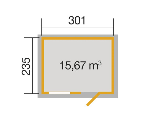 Plan avec indication des dimensions et du volume