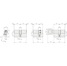 Schéma technique d''une serrure de porte ABUS avec dimensions