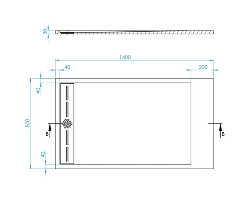 Dessin technique d''un receveur de douche avec dimensions