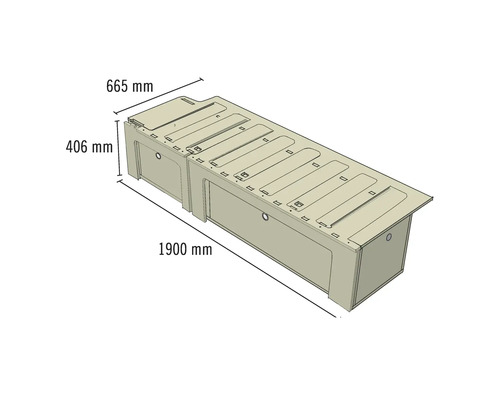 Schrankbett mit den Maßen 1900 mm mal 665 mm mal 406 mm