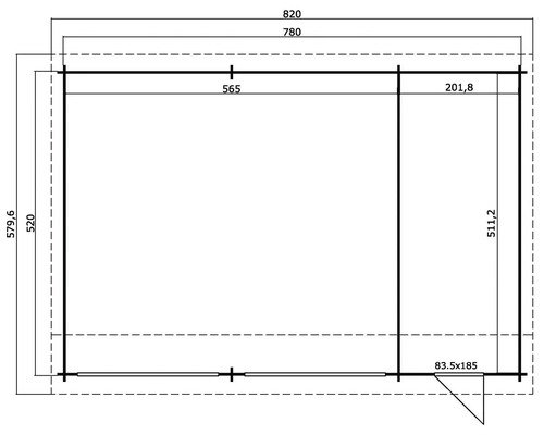 Plan avec les dimensions d''un abri de jardin