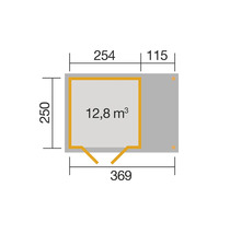 Gartenhaus weka 321 A Gr. 3 inkl. Fußboden, Dachanbau 393 x 293 cm natur