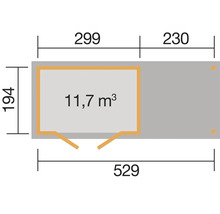 Gartenhaus weka 321 B Gr. 4 inkl. Fußboden, Dachanbau 553 x 237 cm natur