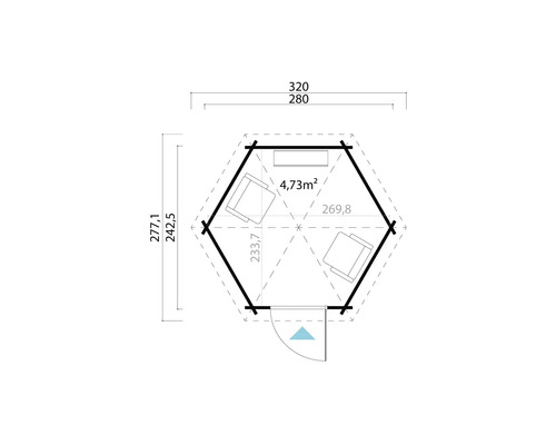 Plan d''un abri de jardin hexagonal avec dimensions