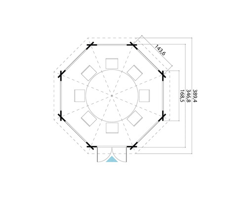 Plan d''une cabane de jardin avec table et chaises