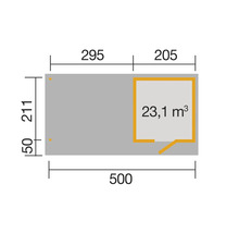 Gartenhaus weka Designhaus 172 B Gr. 1 inkl. Fußboden, Dachanbau 539 x 279 cm natur