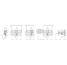 Schéma technique d''un cylindre de serrure avec indication des dimensions