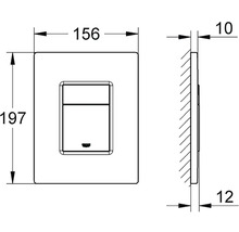Technische Zeichnung einer Betätigungsplatte mit Abmessungen
