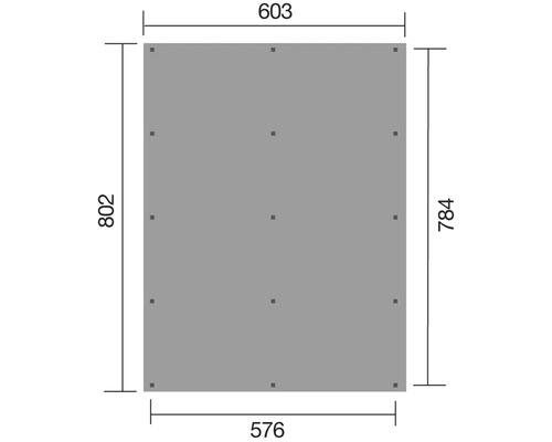 Technische Zeichnung einer Platte mit Maßangaben