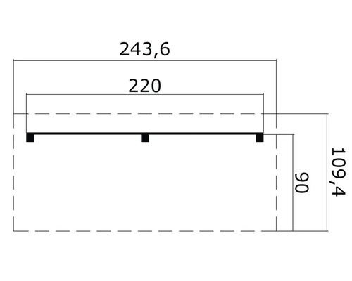 Technische Zeichnung mit Maßangaben