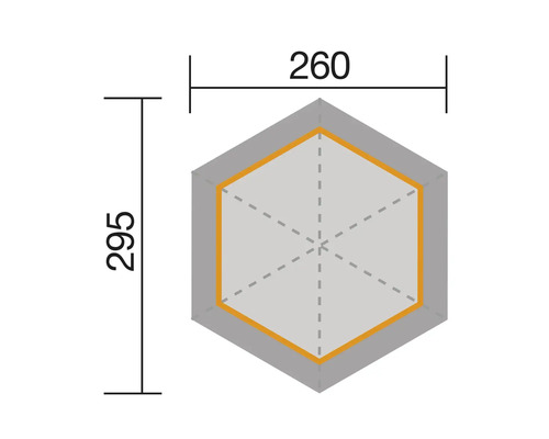 Technische Zeichnung mit Maßangaben 260 und 295