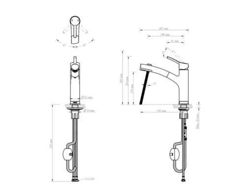 Dessin technique d''un robinet avec dimensions