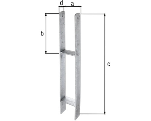 Pfostenträger mit Maßangaben