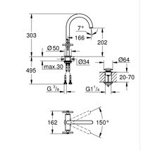 Mitigeur de lavabo GROHE Atrio New taille L poignée croisillon 21019AL3 hard graphite brossé-thumb-3